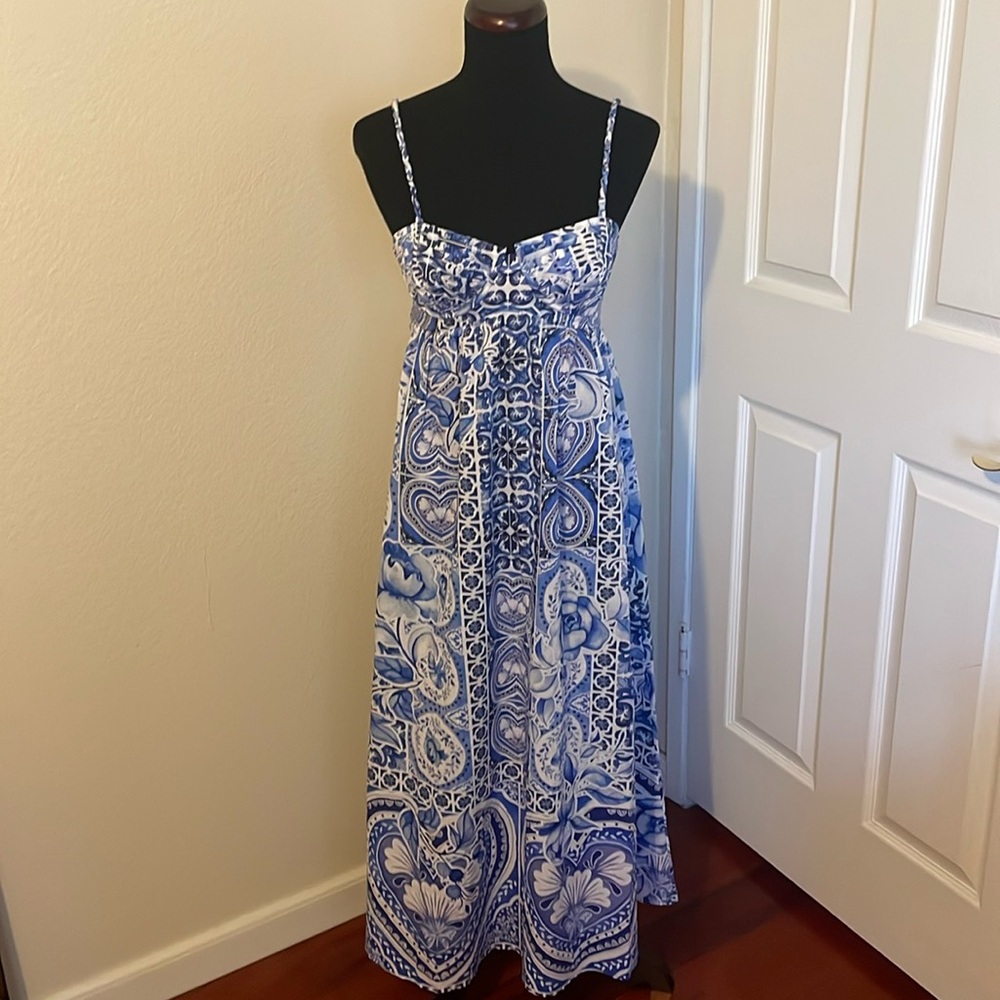 New Caroline Constas New York Grecian Paisley Floral Print Cotton Maxi Dress - Picture 16 of 16